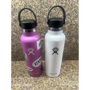 Hydro Flask 21 Oz Water Bottles Set Of 2 Purple White Insulated Lids